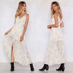 Nasty gal split wrap floral maxi dress xs small 2